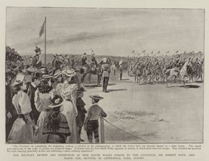 De Militaire Review en Inspectie van de Strijdkrachten van New South Wales door de Gouverneur, Sir Robert Duff, en Generaal-majoor Hutton, in Centennial Park, Sydney door Paul Destez