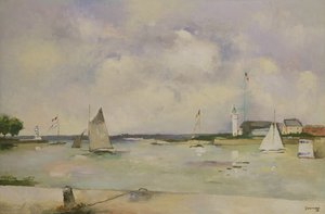Ingang van de haven van Honfleur door Paul Elie Gernez