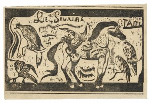 Een Paard en Vogels, kopstuk voor Le sourire door Paul Gauguin