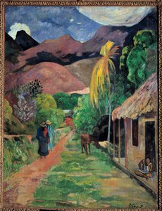 Een straat in Tahiti door Paul Gauguin