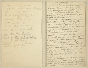 Adreslijst; Manuscriptpagina [recto] door Paul Gauguin