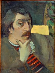 Zelfportret met idool door Paul Gauguin