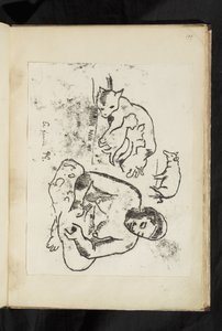 Voor en na - Zittende vrouw, kat met kittens en een varken door Paul Gauguin