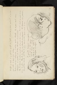 Avant et après - tekst en twee tekeningen van een meisjeshoofd door Paul Gauguin