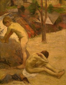 Badende Bretonse jongens door Paul Gauguin