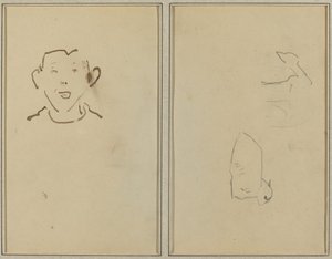 Gezicht van een Jongen; Twee Schapen door Paul Gauguin