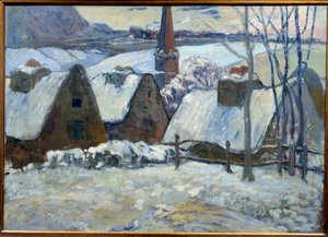 Bretons dorp onder sneeuw in 1894 door Paul Gauguin