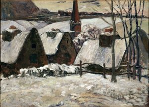 Bretons dorp onder de sneeuw
