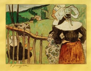 Bretonse vrouwen bij de barrière door Paul Gauguin