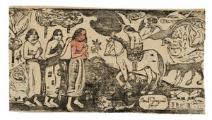 Verandering van verblijf, uit de Suite van Late Houtsneden door Paul Gauguin