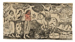 Verandering van verblijf, uit de Suite van Late Houtsneden door Paul Gauguin