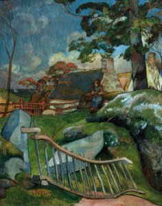 Het Hek (De Varkenshoedster) door Paul Gauguin