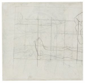 Ontwerp voor een jardinière: De Toilette door Paul Gauguin