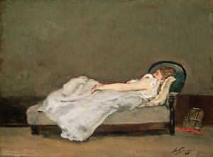 Blonde vrouw op een sofa, 1884