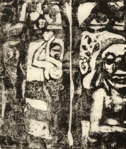 Vrouw die fruit plukt en Oviri door Paul Gauguin