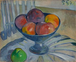 Fruitschaal op een tuinstoel, c.1890 door Paul Gauguin