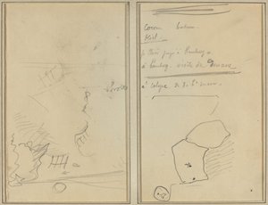 Hoofd van een Aap; Inventaris van Flessen en Dranken (verso) door Paul Gauguin