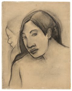 Hoofden van Tahitiaanse Vrouwen, Voor- en Zijaanzicht door Paul Gauguin