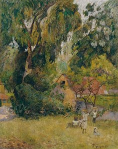Hutten onder de Bomen door Paul Gauguin