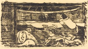 Interieur van een hut, in of na 1895 door Paul Gauguin