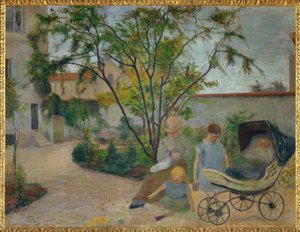 Tuin in Vaugirard, of De familie van de schilder in de tuin door Paul Gauguin