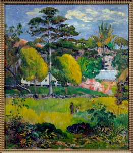 Landschap (mogelijk Tahiti) door Paul Gauguin