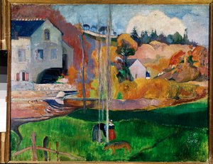 Landschap in Bretagne, de molen David door Paul Gauguin