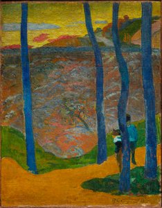 Les Arbres bleus. Vous y passerez, la belle. Blauwe Bomen. Jouw Beurt Komt, Mijn Schoonheid!, 1888 door Paul Gauguin