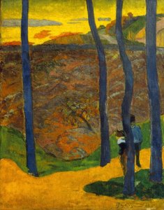 De blauwe bomen door Paul Gauguin