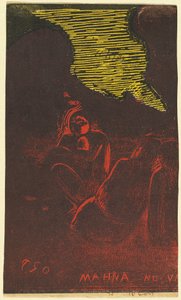 Mahna no Varua Ino (De demon spreekt) [verso] door Paul Gauguin