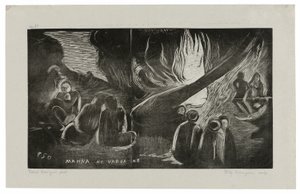 Mahna no varua ino (De Duivel Spreekt), uit de Noa Noa Suite door Paul Gauguin
