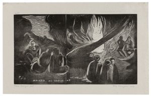 Mahna no varua ino (De duivel spreekt), uit de Noa Noa Suite door Paul Gauguin