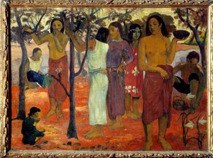 Nave nave mahana (Heerlijke dagen). Tahitiaanse vrouwen in een tuin door Paul Gauguin