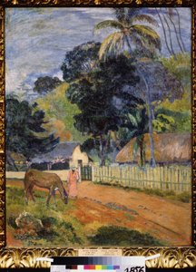 Landschap. Een paard op een weg door Paul Gauguin