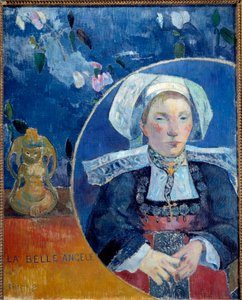Portret van de mooie Angele, een Bretonse in traditionele klederdracht door Paul Gauguin