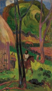 Ruiter voor de hut door Paul Gauguin