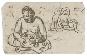 Zittende Vrouw (gerelateerd aan het schilderij Zuster van Liefdadigheid) door Paul Gauguin