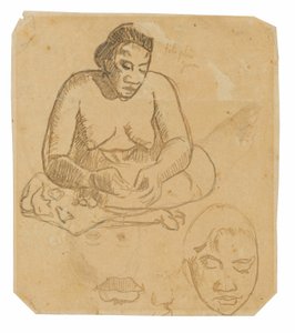 Zittende Tahitiaanse vrouw; Staande Tahitiaanse vrouw door Paul Gauguin