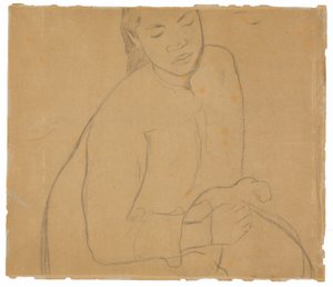 Zittende Tahitiaanse vrouw (gerelateerd aan het schilderij Te faaturuma [Reverie])