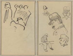 Soldaten; Vier soldaten en een zittende figuur [verso]