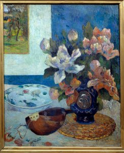 Stilleven met mandoline. Schilderij door Paul Gauguin (1848-1903) 1885 door Paul Gauguin