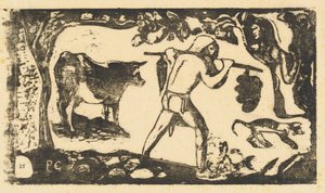 Tahitiaan die Bananen Draagt Le porteur de fei, in of na 1895 door Paul Gauguin