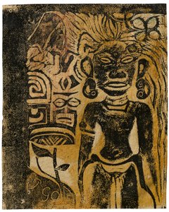 Tahitiaanse Afgod, De Godin Hina, 1894-95 door Paul Gauguin