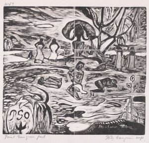 Tahitische serie: Offers aan een god door Paul Gauguin