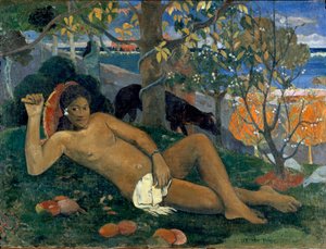 Te Arii Vahine. De vrouw van de koning. Schilderij door Paul Gauguin (1848-1903) door Paul Gauguin