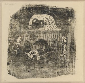 Te Atua (De goden) kleine plaat [verso] door Paul Gauguin