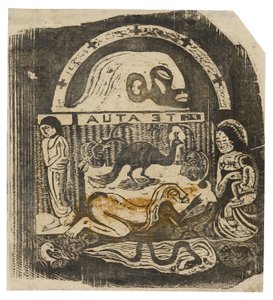 Te atua (De God), uit de reeks late houtblokdrukken door Paul Gauguin