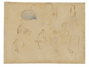 Tien studies van Tahitiaanse figuren door Paul Gauguin