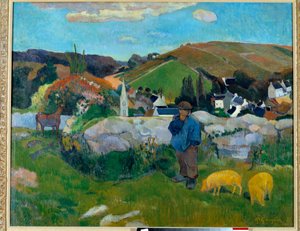 De varkenshoeder in Bretagne in 1888 door Paul Gauguin
