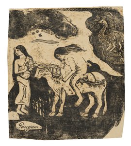 De verkrachting van Europa, uit de reeks late houtsneden door Paul Gauguin
